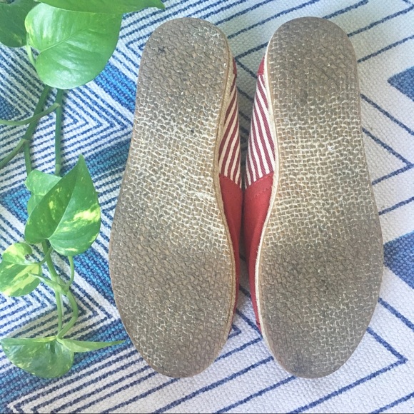 TOMS Espadrille Slip On Stripe Red White Flat 7.5 - Picture 7 of 8